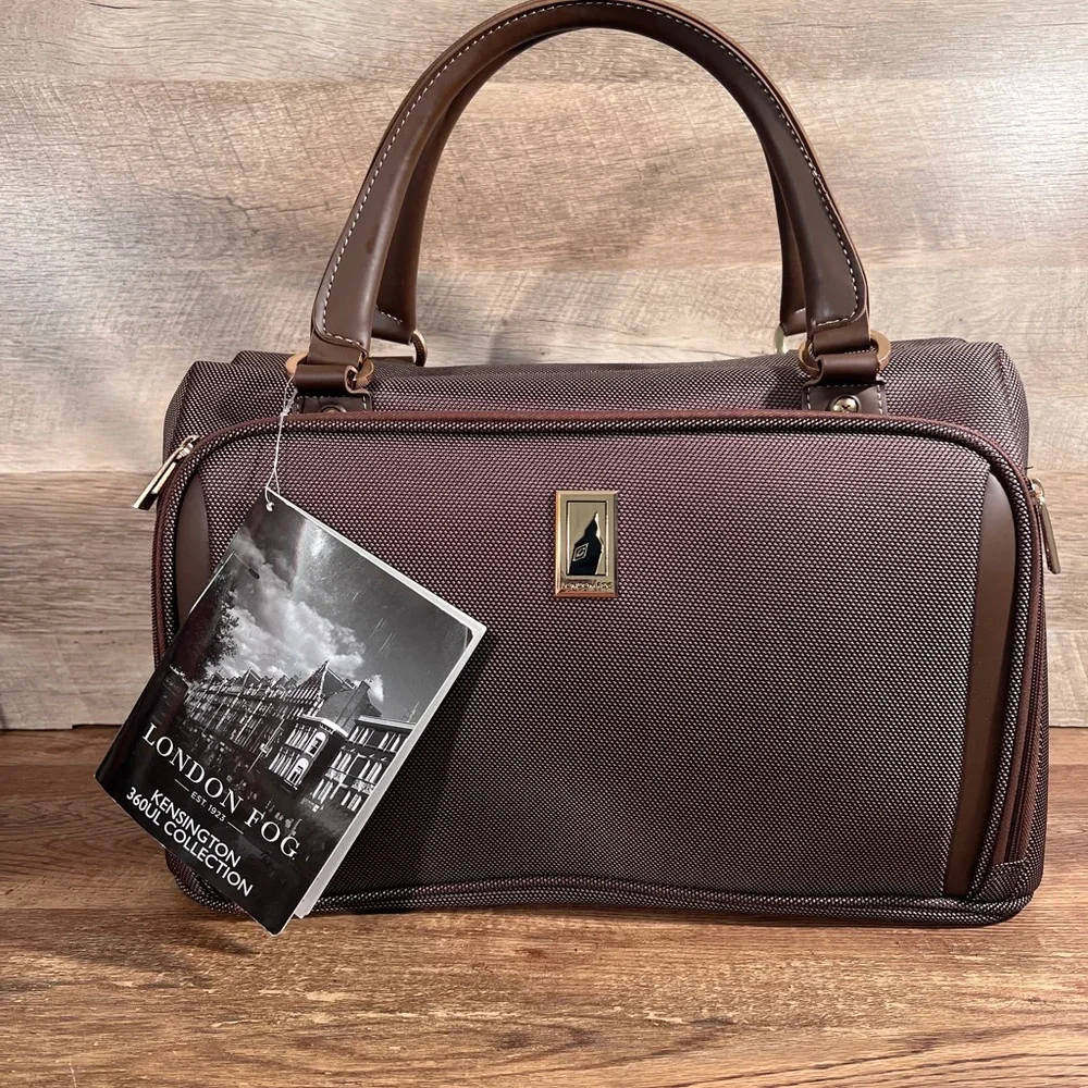 London Fog Kensington 360 17” Deluxe Cabin Bag NWT Brown Carry On Weekender Tote - Picture 7 of 16